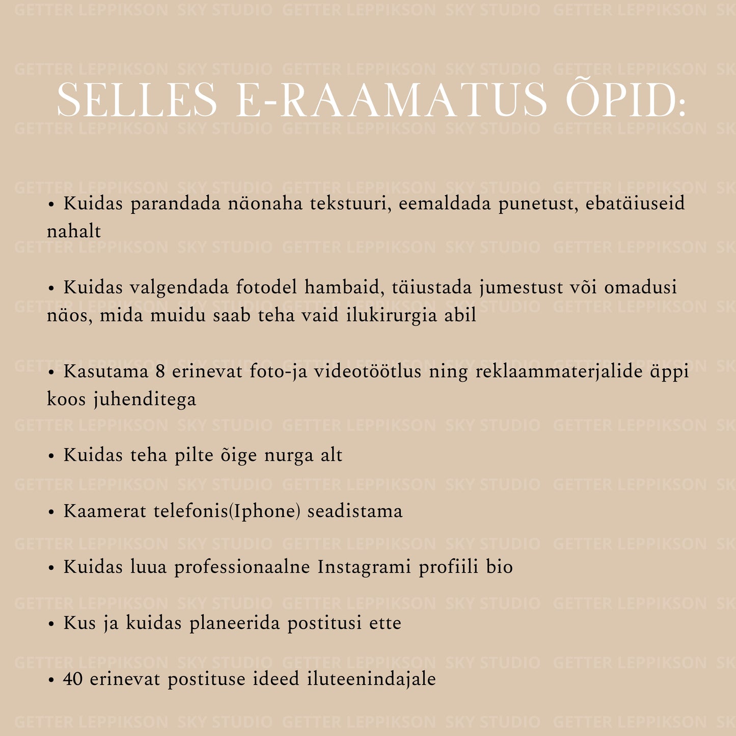 Pilditöötluse ja postituste ideede E-Raamat Iluteenindajale