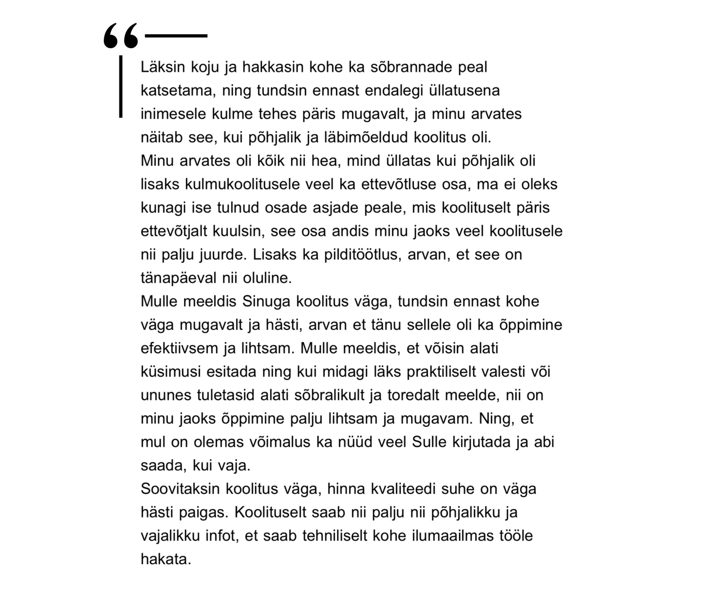 Koolitus "KULMUDE MEISTRIKLASS"